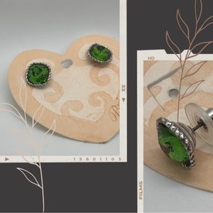 Brighton Sparkleville Bright Green Hue Swarovski Crystal Silver Post Earrings